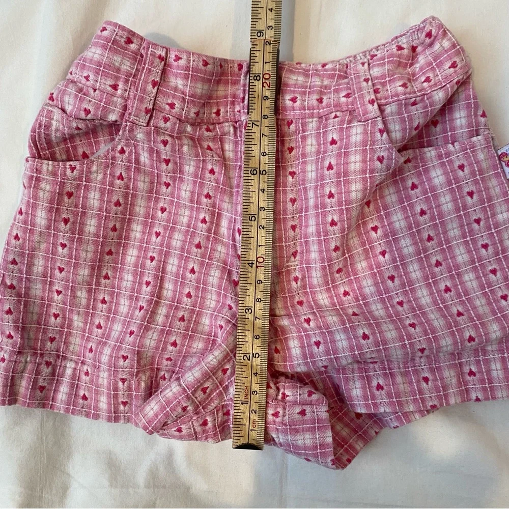 VINTAGE CARTERS Shorts Gingham Hearts Pink Woven Canvas White 3 3T 90s